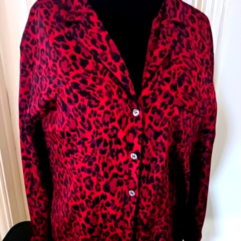 NWT Red Leopard Victoria Secret Satin Pajamas
